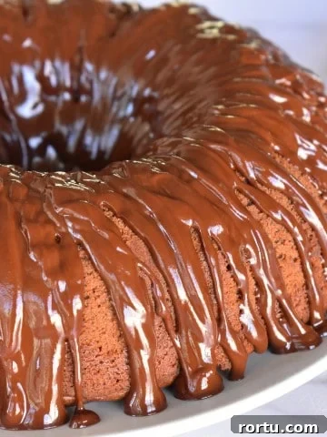 Chocolate Ricotta Bundt Cake with chocolate glaze.