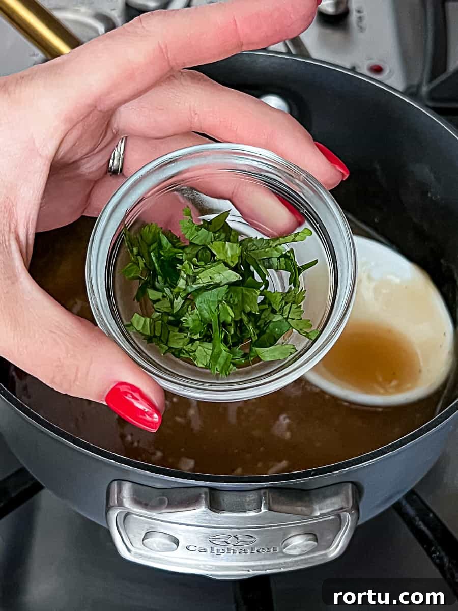 Adding fresh herbs to Turkey Gravy Packet Recipe
