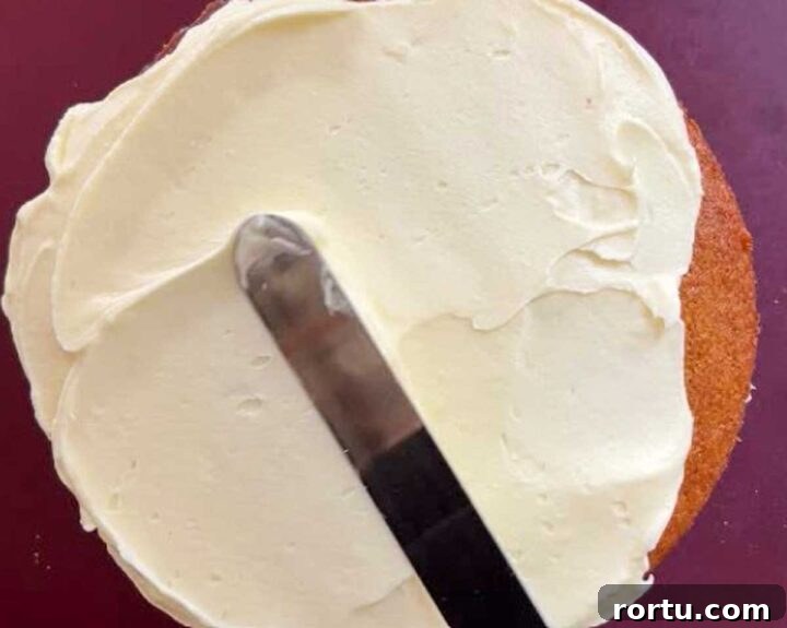 Ultimate Carrot Cake with Light Fluffy Cream Cheese Frosting 15 Cover carrot cake with cream cheese frosting.