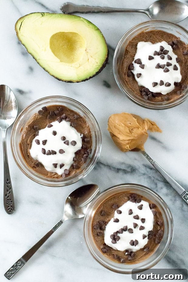 Chocolate Avocado Pudding with Coconut & Peanut Butter Dessert 3 Chocolate Avocado Pudding with Coconut and Peanut Butter