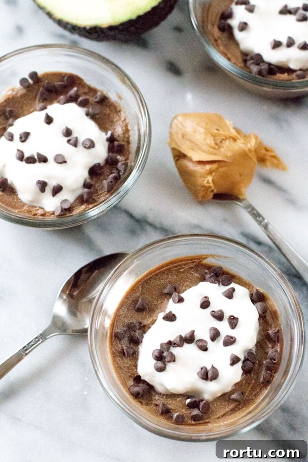 Chocolate Avocado Pudding with Coconut & Peanut Butter Dessert 4 Chocolate Avocado Pudding with Coconut and Peanut Butter