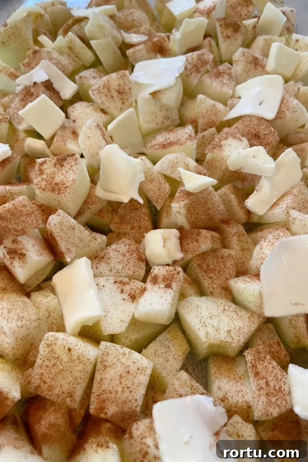 Grandma’s Classic Apple Crisp Recipe for Fall Desserts 4 apple chunks