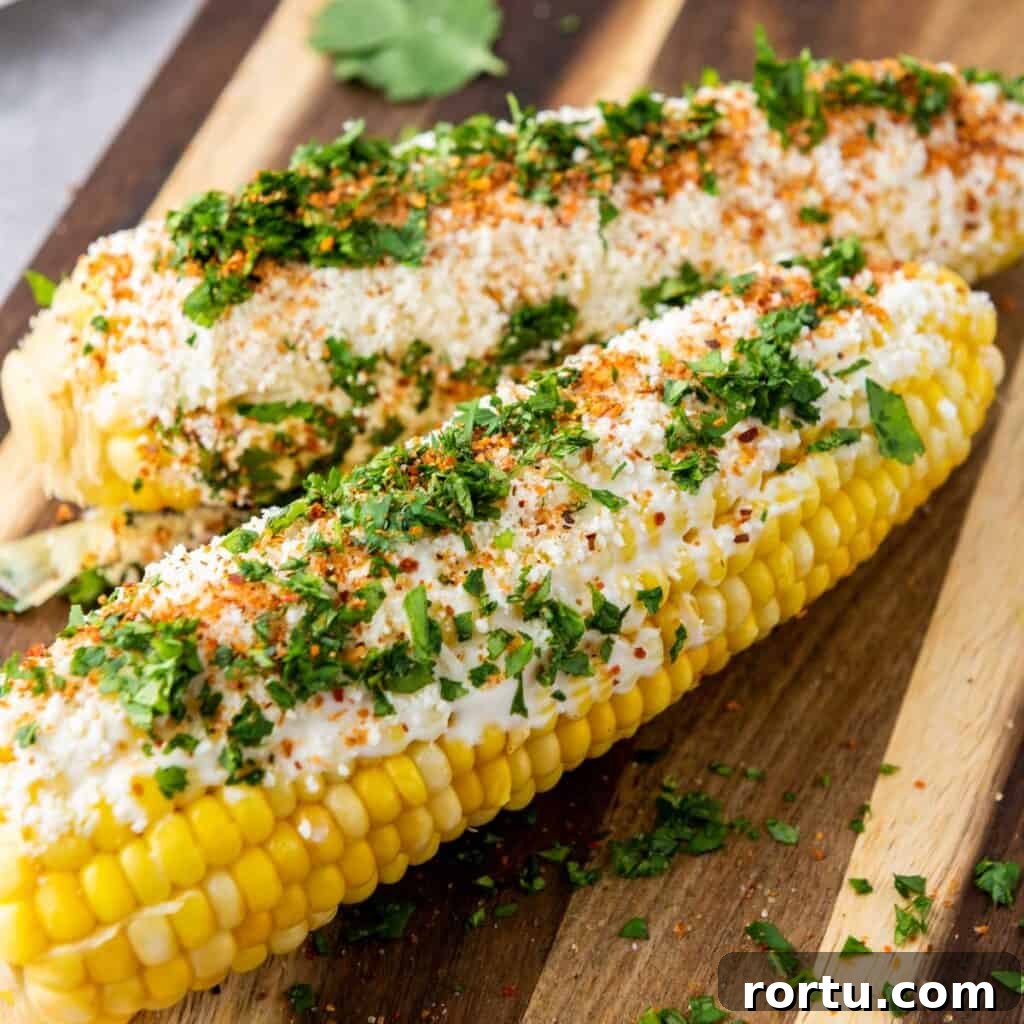 close up of elotes on cutting board