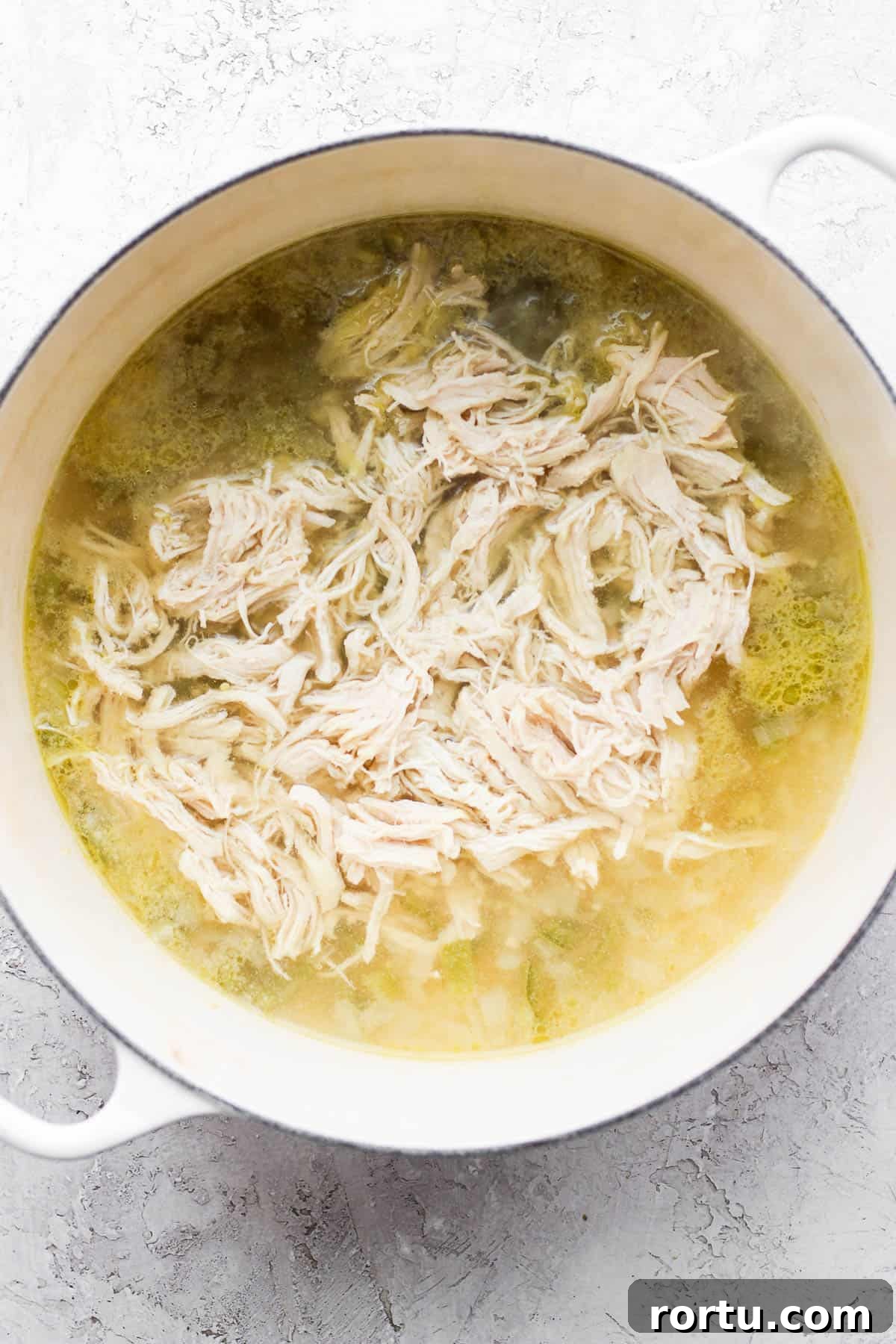 Chicken Tortilla Soup Recipe with Crock Pot and Instant Pot Options 5 Shredded chicken added back to the pot.