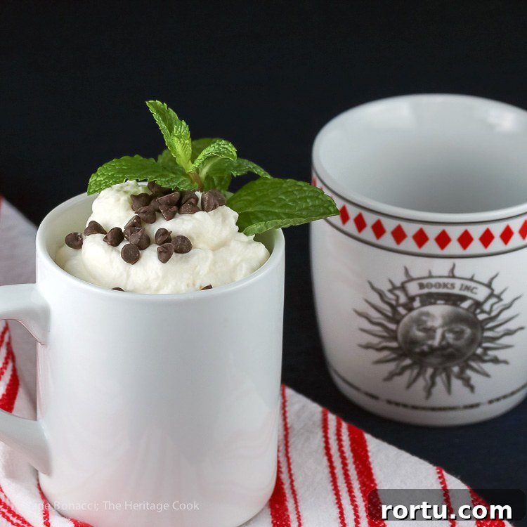 1 Minute Gluten Free Chocolate Chip Chocolate Cake in a Mug; © 2017 Jane Bonacci, The Heritage Cook