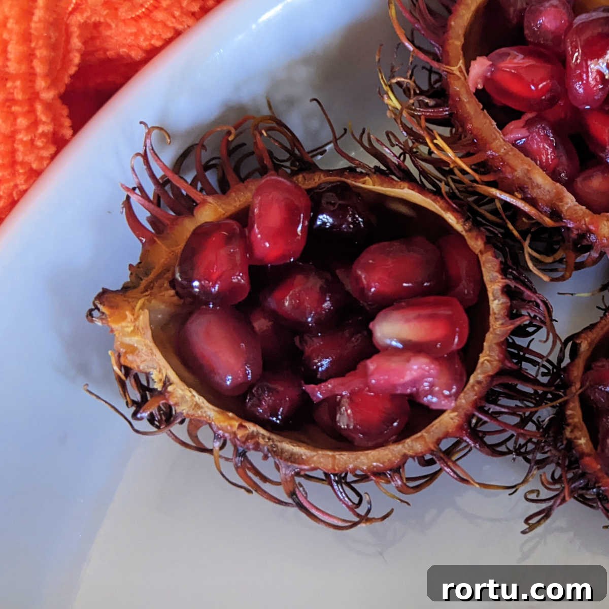 Spooky Halloween Monster Snack Ideas for Party Guests 7 rambutan pomegranate monster snacks
