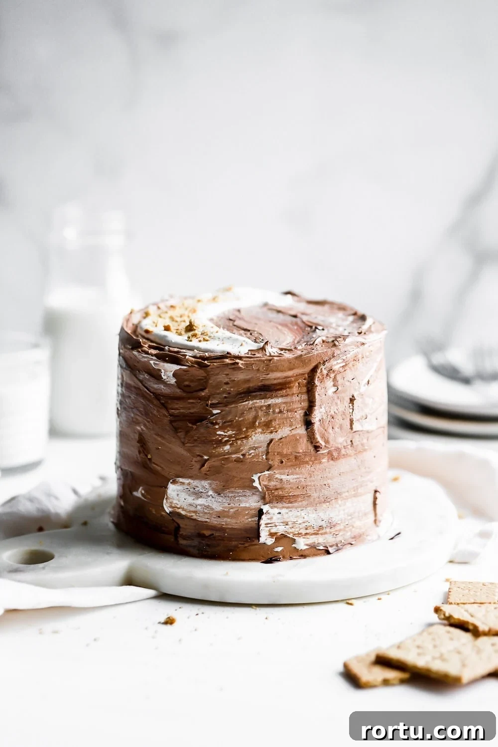S'mores Layer Cake with Homemade Marshmallow Fluff 15 chocolate swiss meringue buttercream