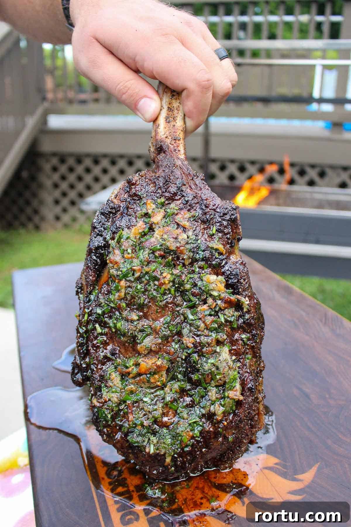 The butter sliding down the steak before serving.