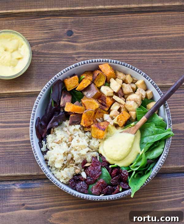 Roasted Veggie Power Bowl with Cashew Honey-Mustard Dressing 2 Veggie Power Bowl with Cashew Honey Mustard Dressing