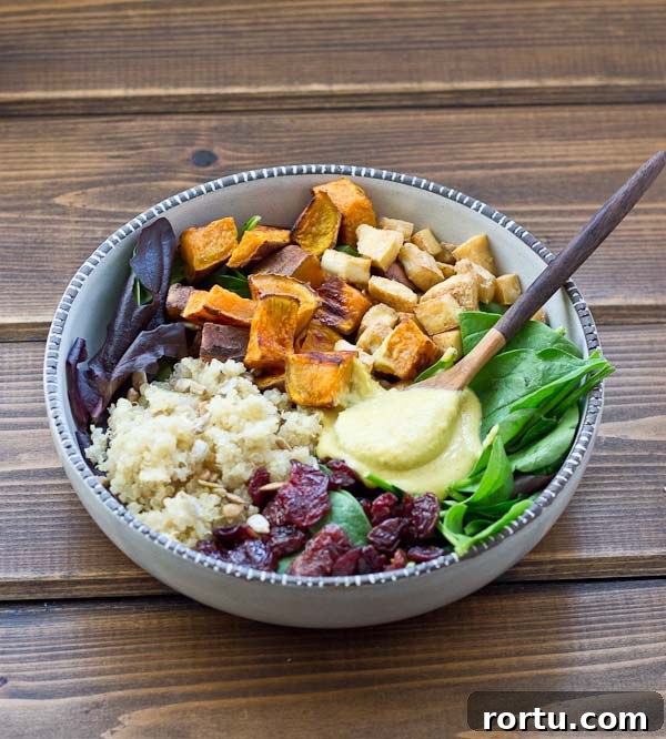 Roasted Veggie Power Bowl with Cashew Honey-Mustard Dressing 5 Veggie Power Bowl with Cashew Honey Mustard Dressing