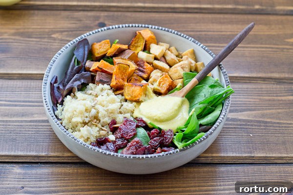 Roasted Veggie Power Bowl with Cashew Honey-Mustard Dressing 6 Veggie Power Bowl with Cashew Honey Mustard Dressing