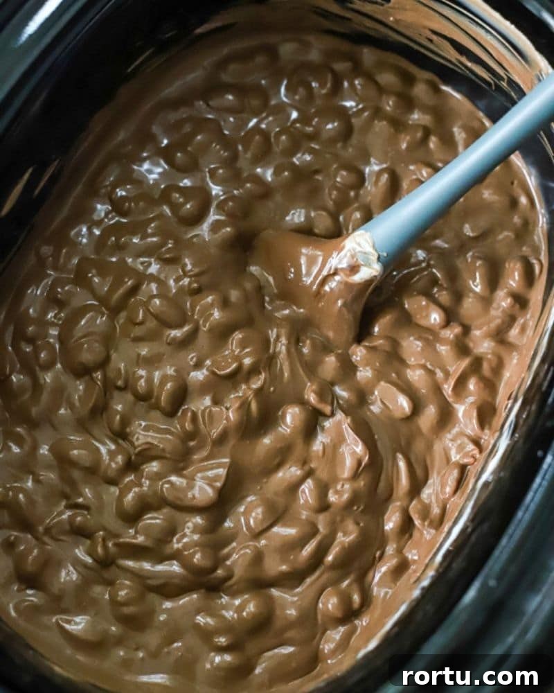 Slow-Cooker Chocolate Candy Recipe: Creamy No-Bake Treat 5 Creamy chocolate candy in a crock pot