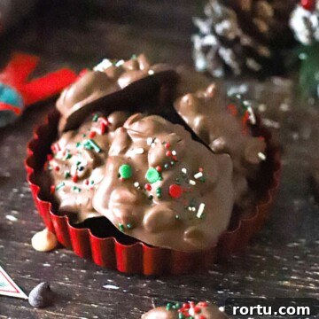 Slow-Cooker Chocolate Candy Recipe: Creamy No-Bake Treat 10 A plate full of crockpot Christmas candy.