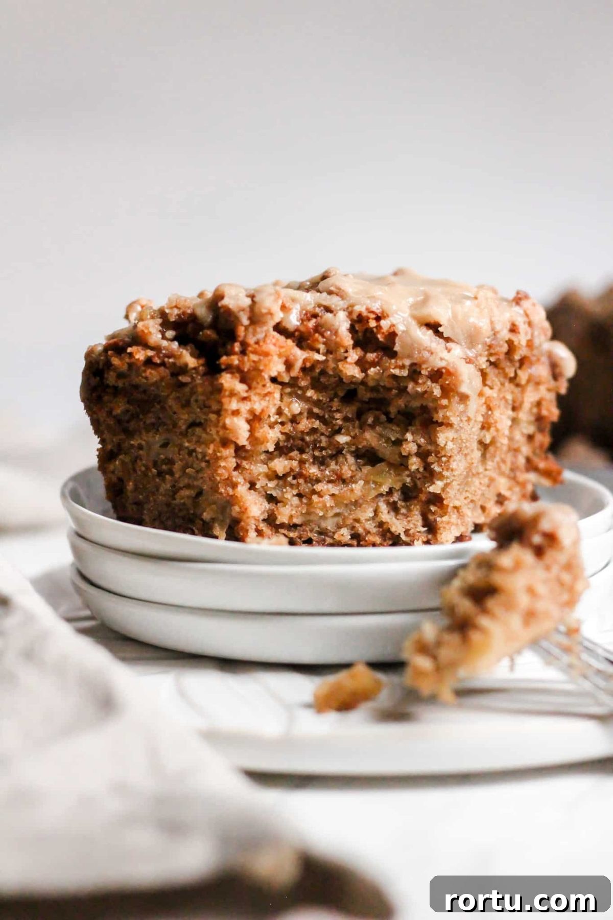 Healthier Breakfast Apple Cake with Cinnamon Sugar Crumble Topping and Maple Glaze