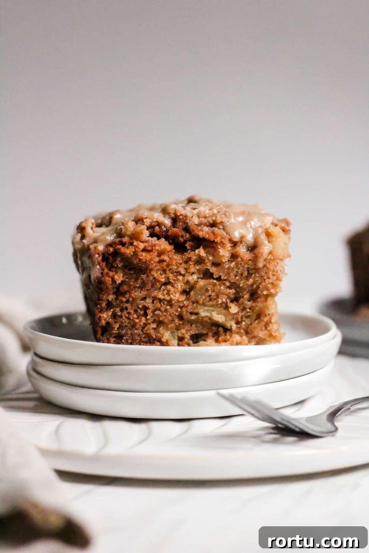 Healthier Breakfast Apple Cake with Cinnamon Sugar Crumble Topping and Maple Glaze