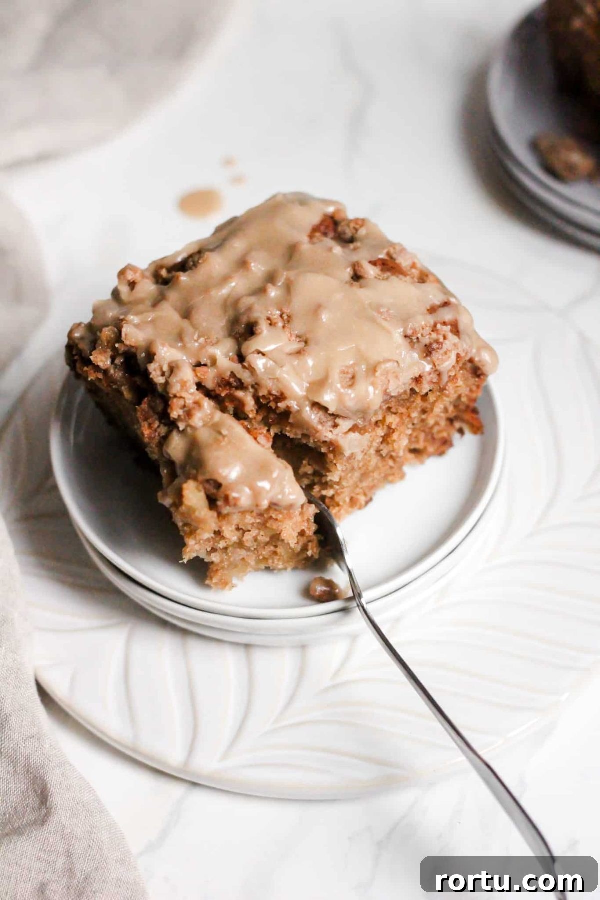 Healthier Breakfast Apple Cake with Cinnamon Sugar Crumble Topping and Maple Glaze