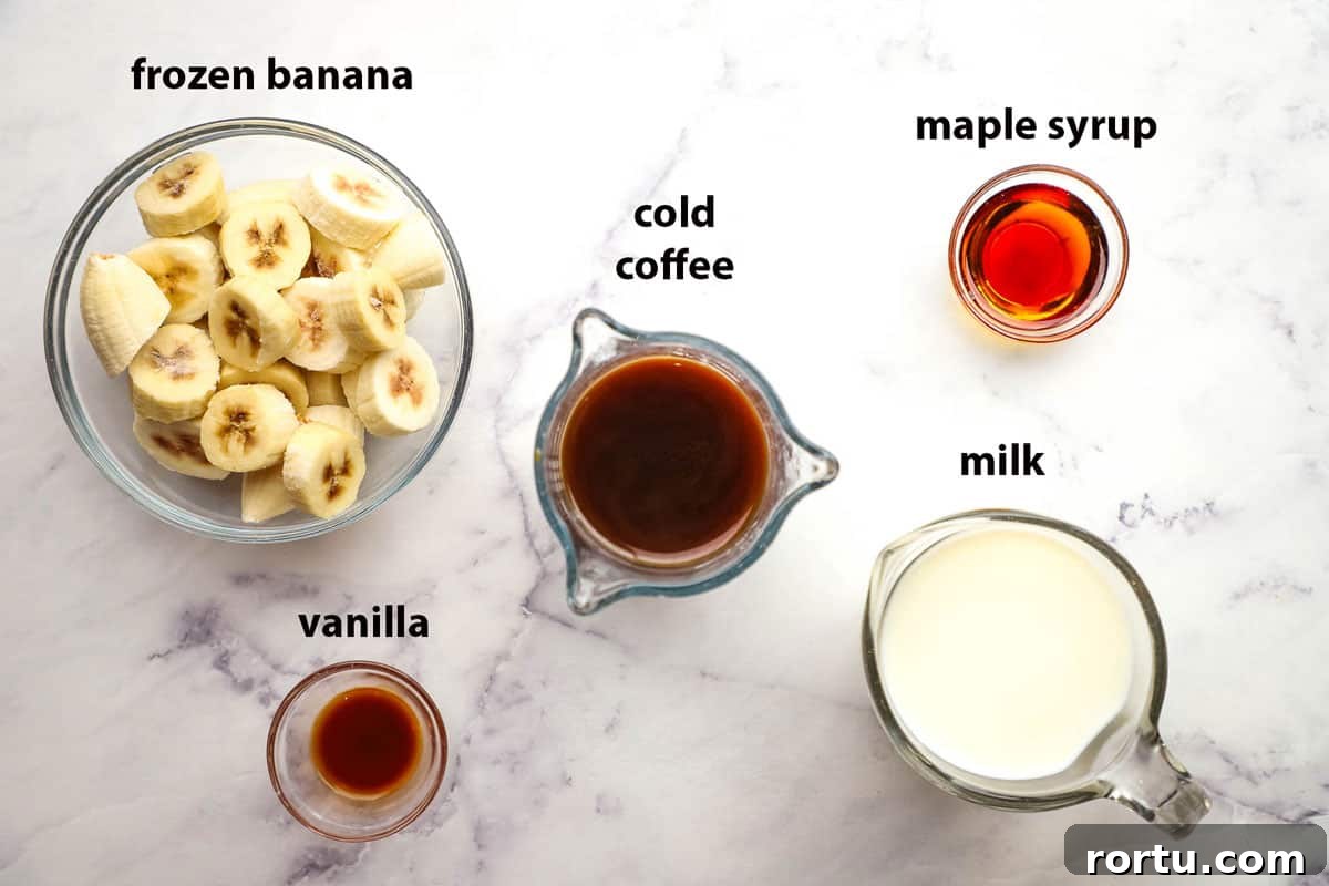 Energizing Banana Coffee Smoothie Recipe for Morning Boost 4 ingredients used to make coffee banana smoothie