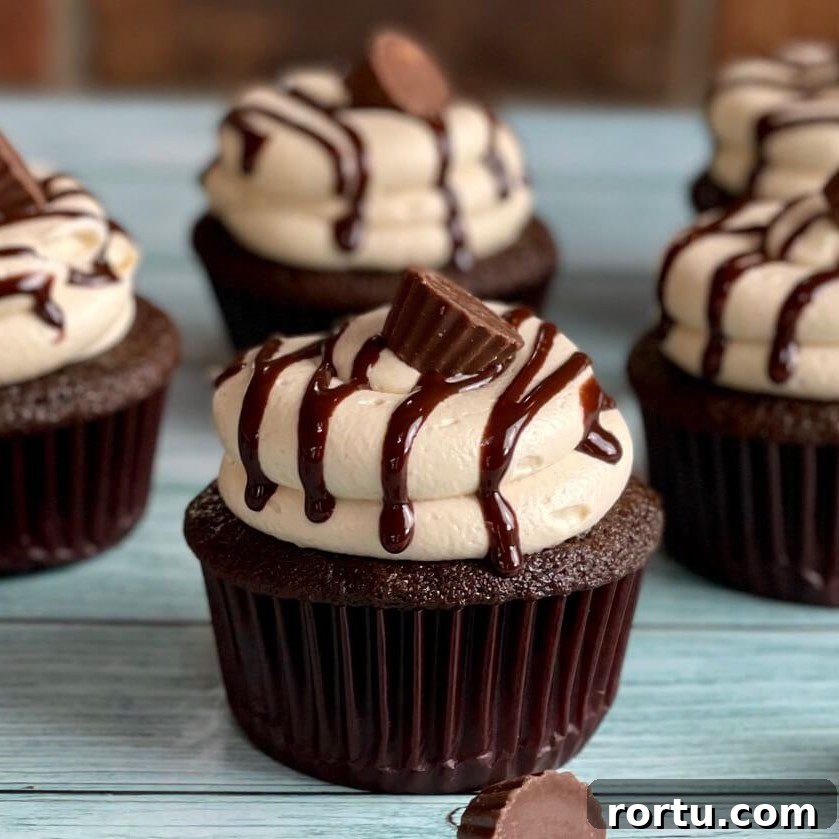 Moist and Fudgy Peanut Butter Cup Cupcakes