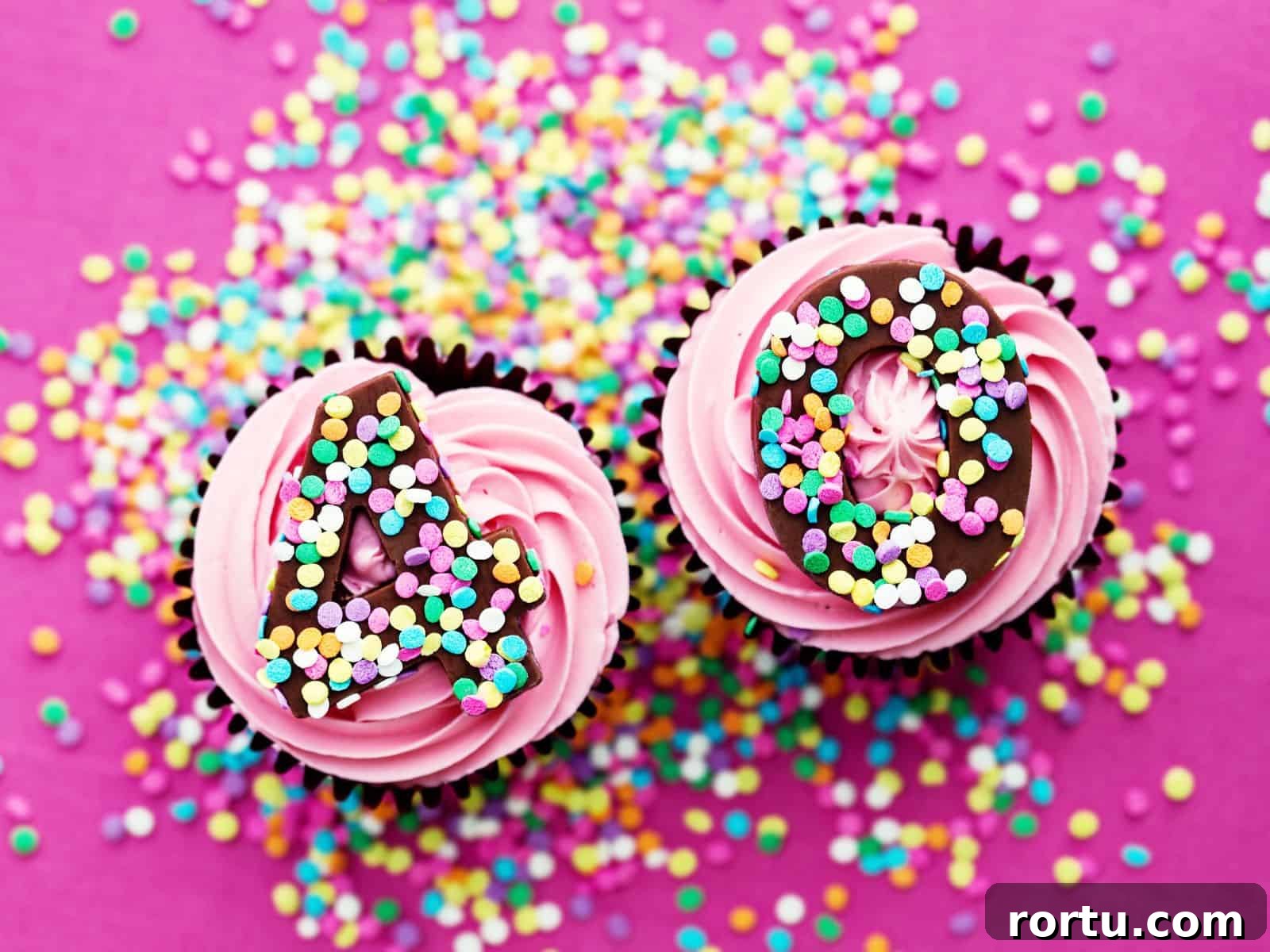 Cupcakes with a 4 and 0 on it to celebrate a birthday.
