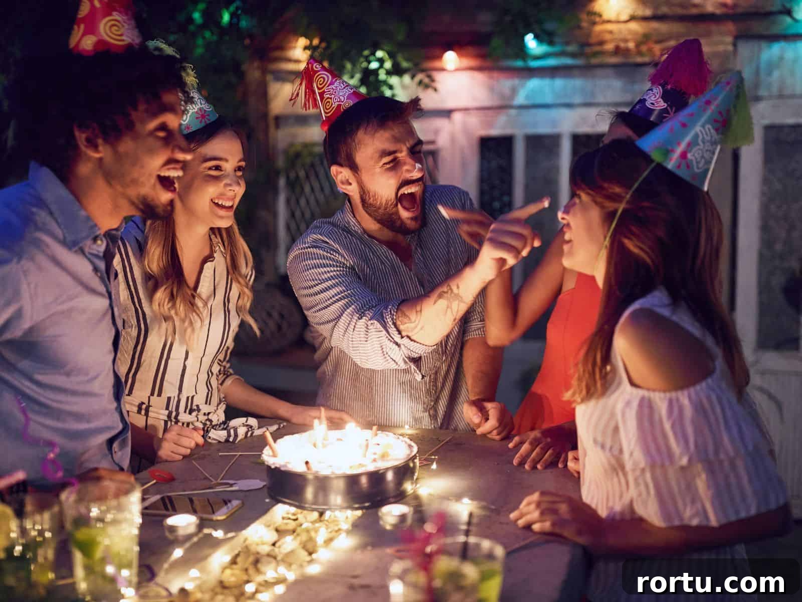 Celebrating birthday party outdoors.