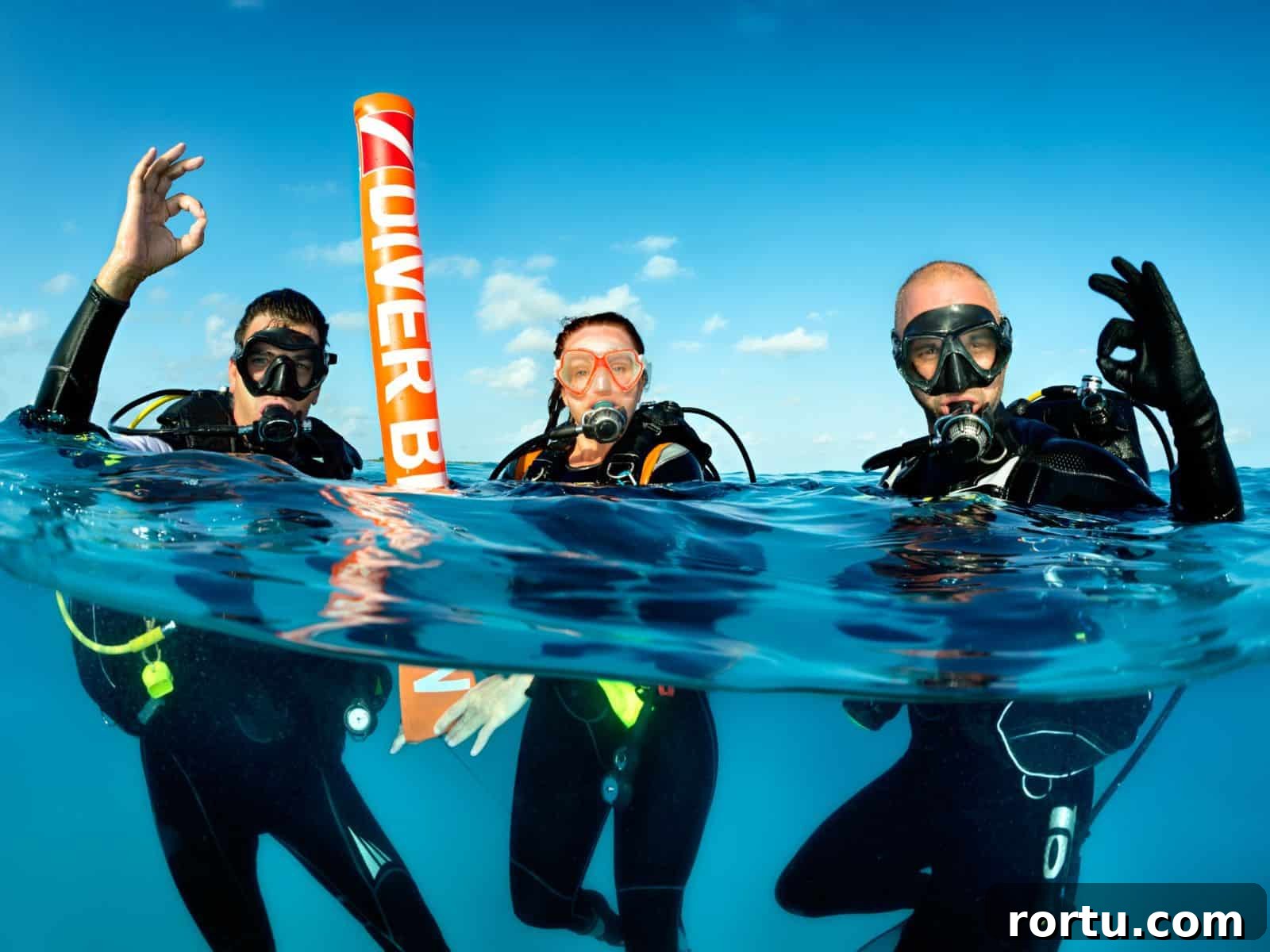 People scuba diving.