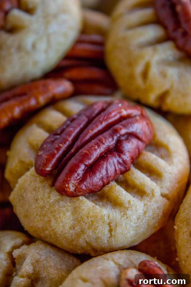 butter cookies with pecan halves pressed into the tops.