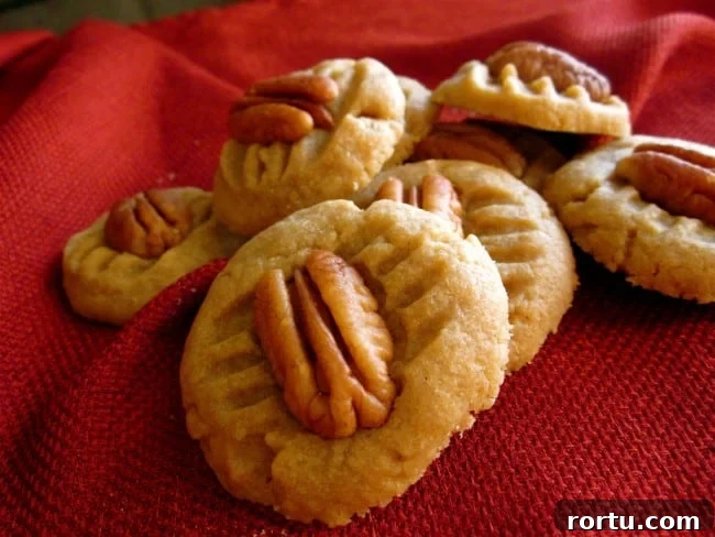 butter pecan cookies on a red tablecloth.
