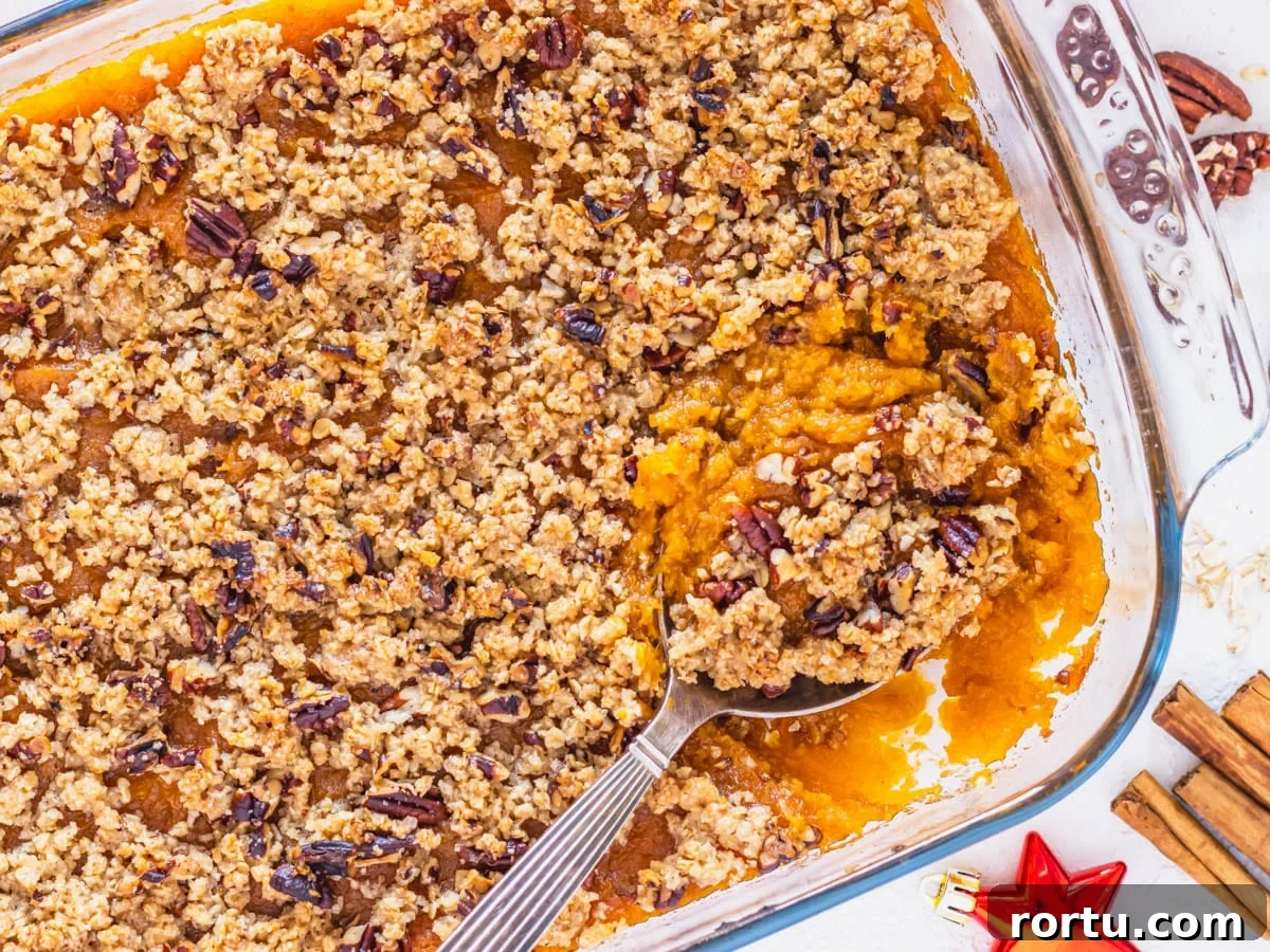 vegan sweet potato casserole ready to serve