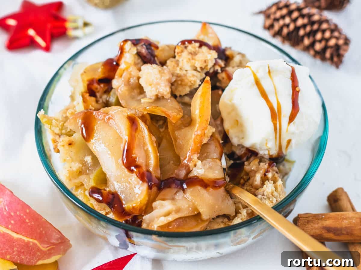 Vegan apple crisp with syrup