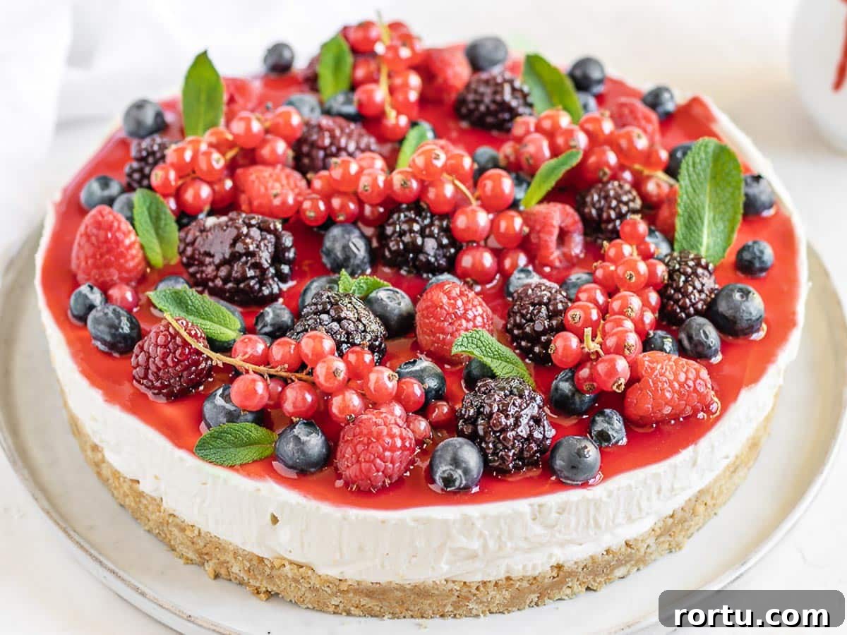 Vegan cheesecake with berries