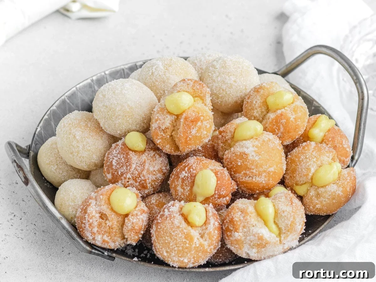 dough balls with custard