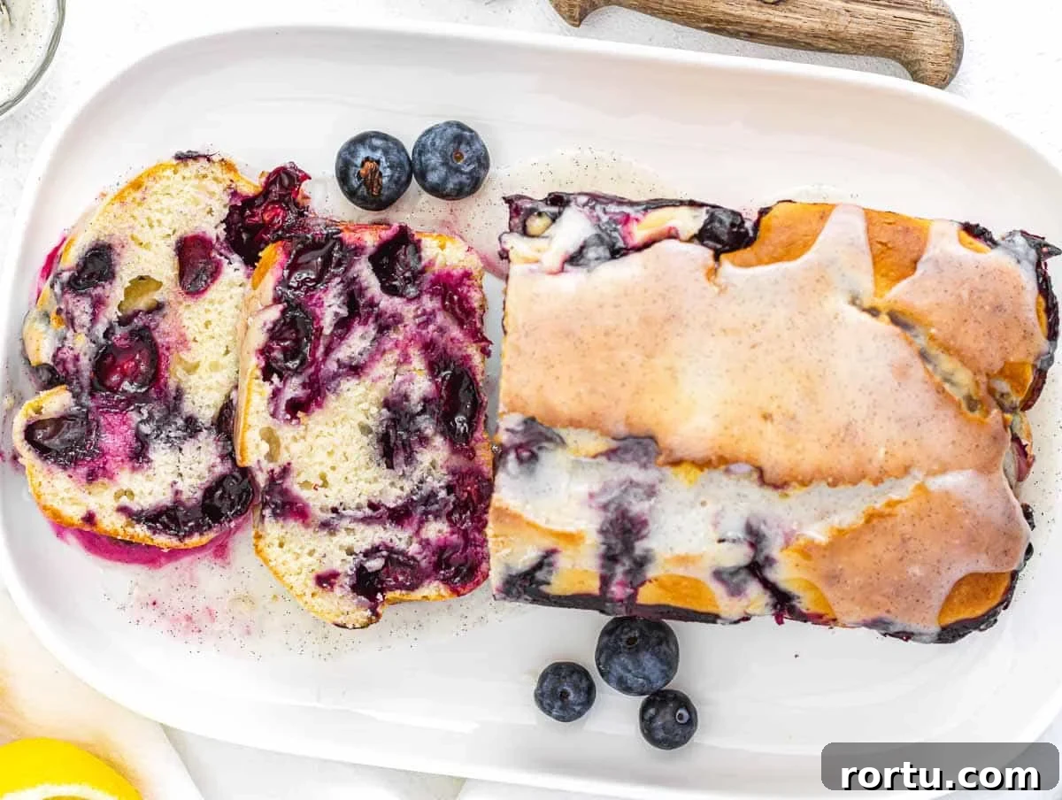 lemon blueberry pound cake slices