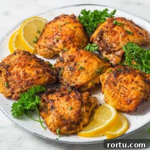air fryer chicken thighs on a plate