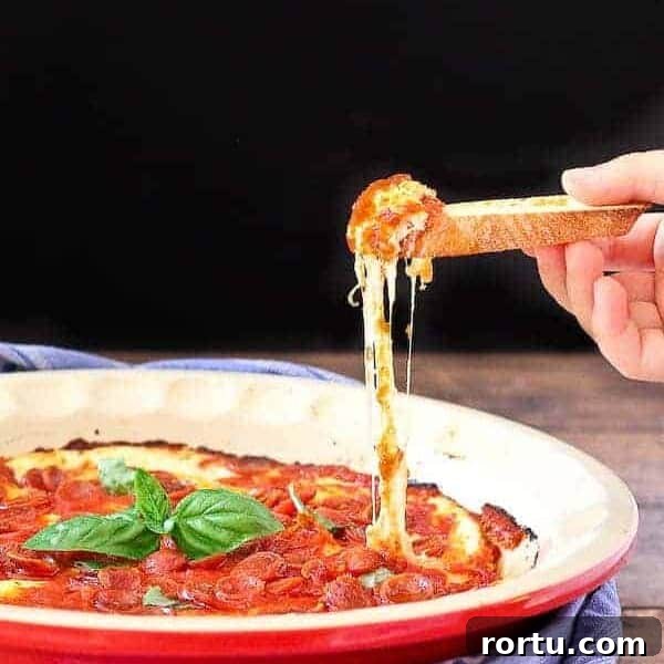 Imagine irresistible pepperoni pizza in dip form.