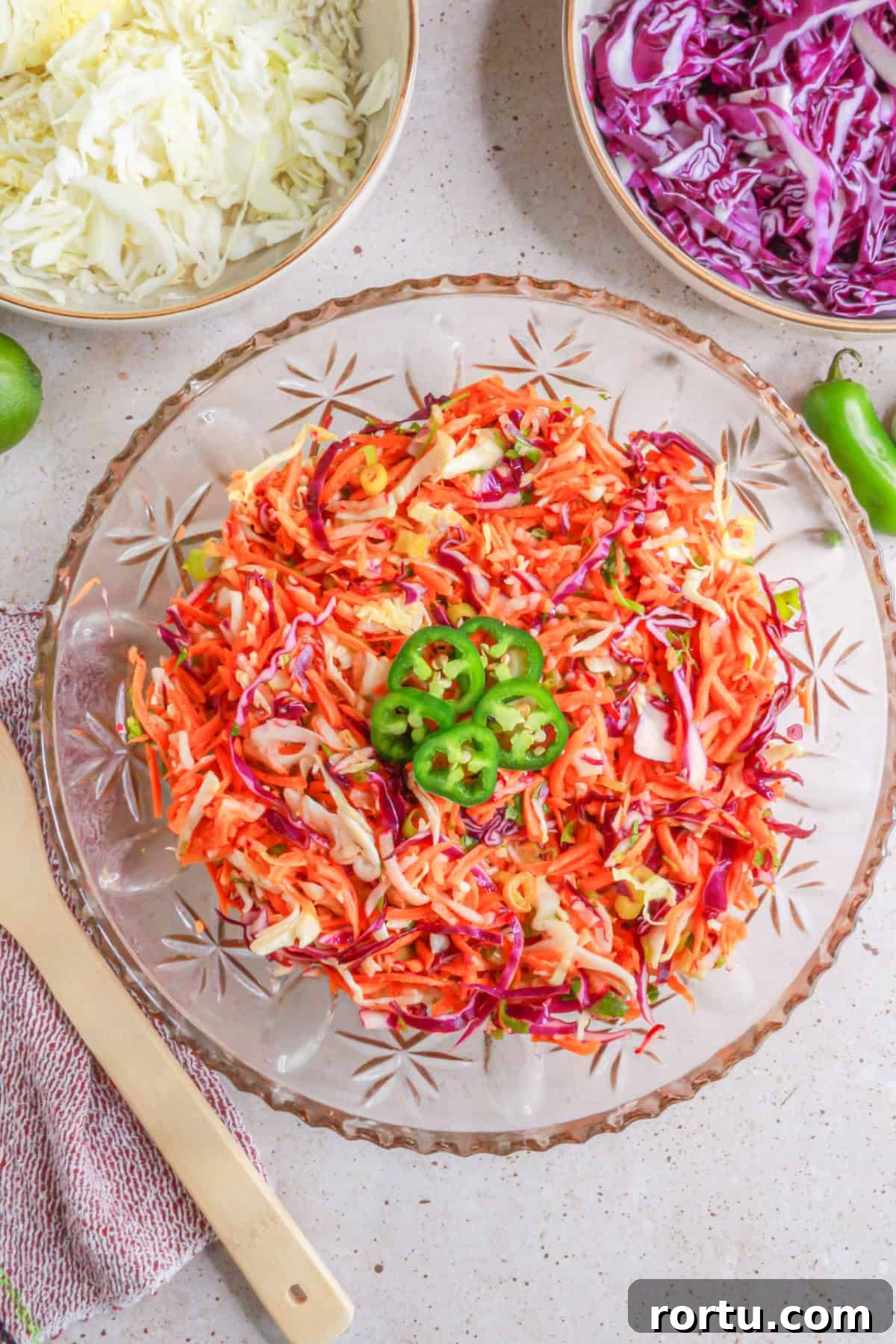 Top view of Lime Vinaigrette Coleslaw