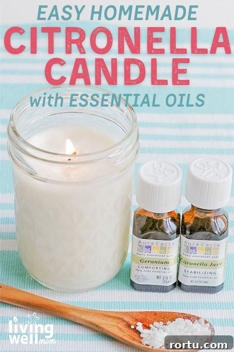 Make Homemade Citronella Candles to Repel Mosquitoes 2 easy homemade citronella candle with essential oils pin