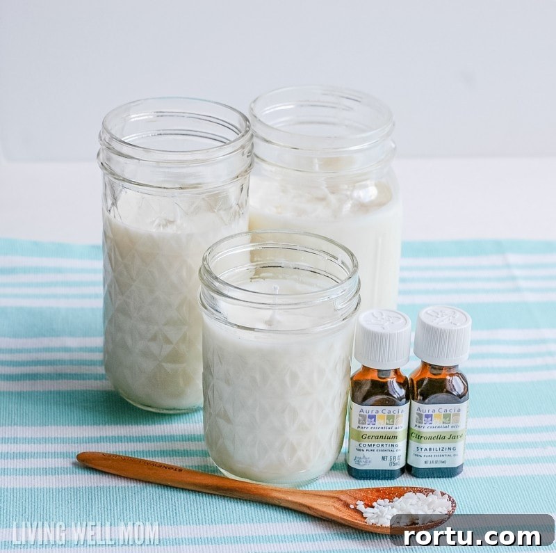 Make Homemade Citronella Candles to Repel Mosquitoes 9 DIY citronella candles in jelly and mason jars