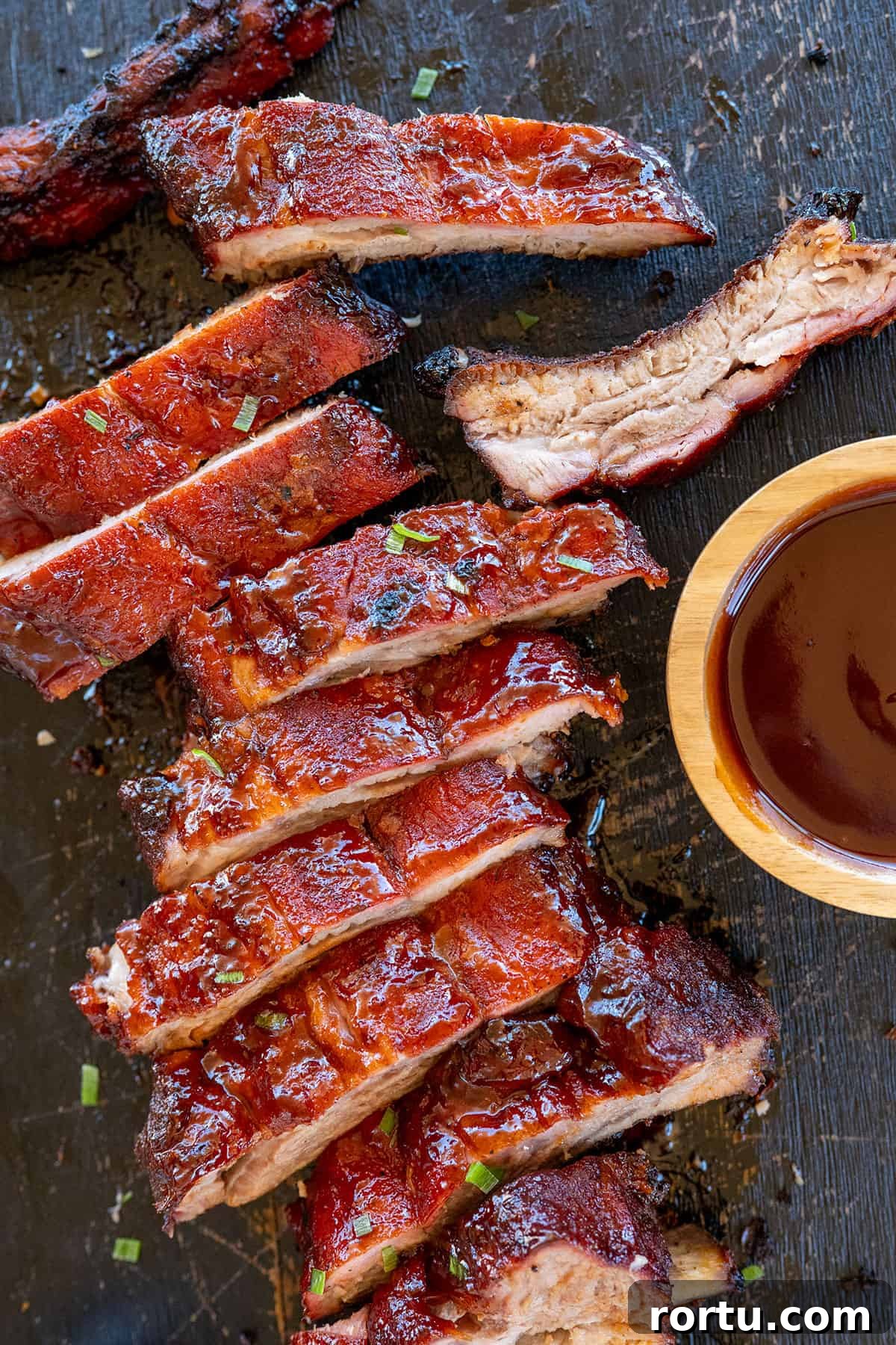 Smoked Baby Back Ribs on the Ninja FlexFlame Grill 2 Sliced Ribs.