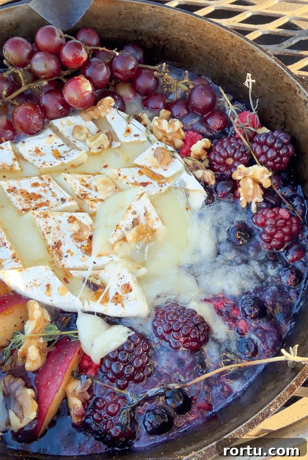 Smoked Baby Back Ribs on the Ninja FlexFlame Grill 11 Campfire brie cheese dip with berries.