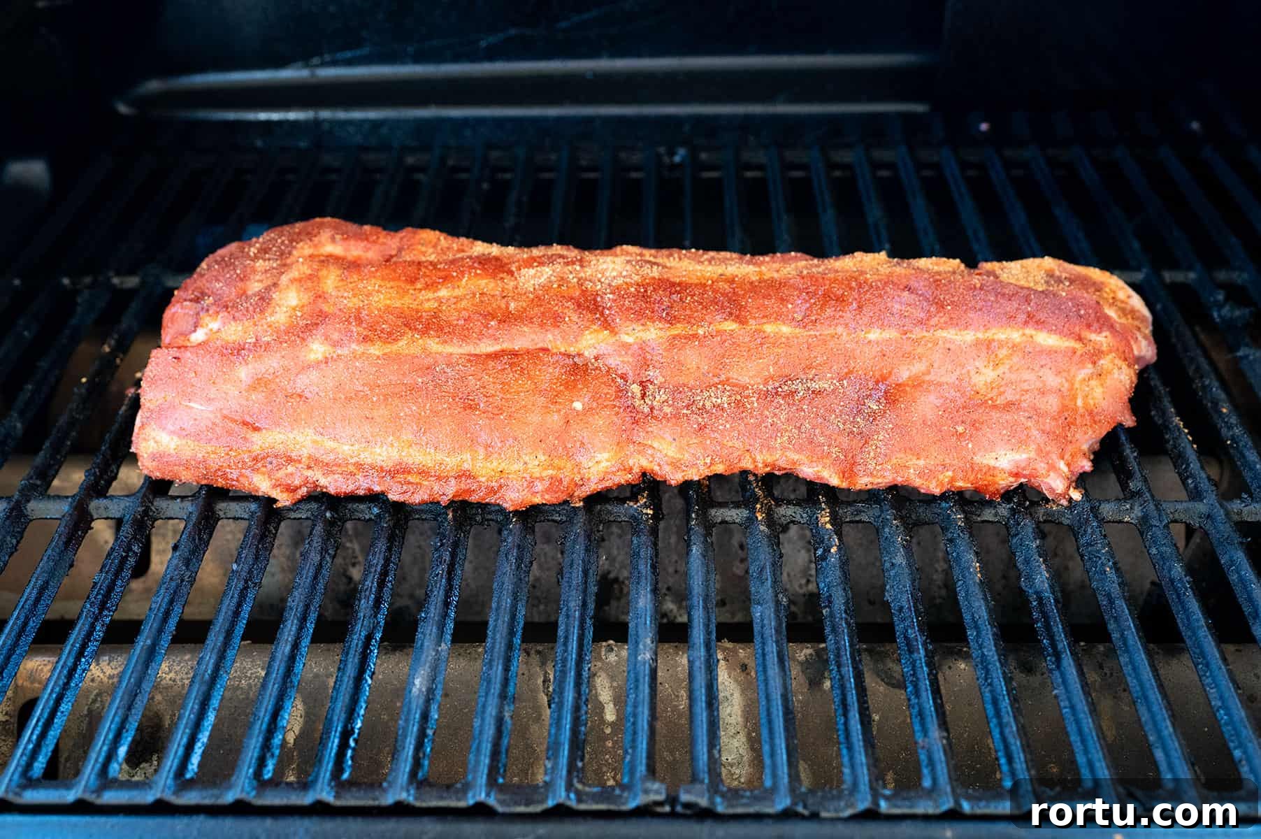 Smoked Baby Back Ribs on the Ninja FlexFlame Grill 6 raw ribs on Ninja FlexFlame.