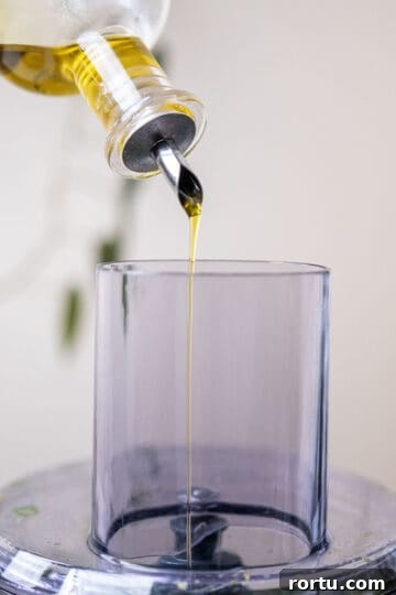 oil poured in food processor