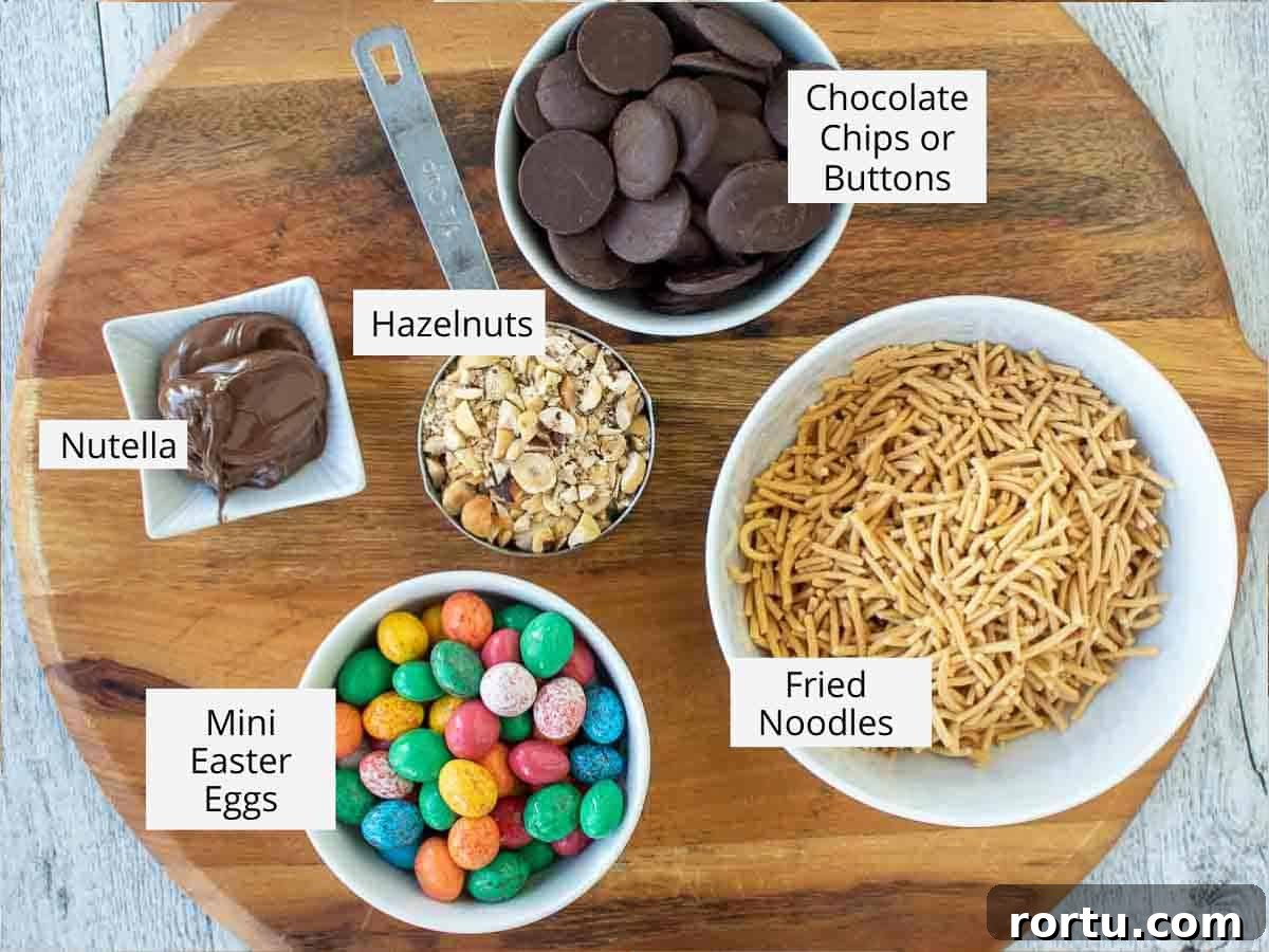 Labeled ingredients for this recipe viewed from above.