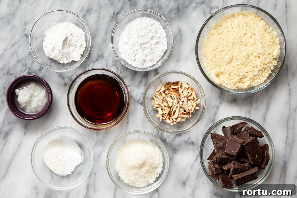 Gluten-Free Vegan Almond Joy Cookies Recipe 7 ingredients needed for making vegan almond joy cookies