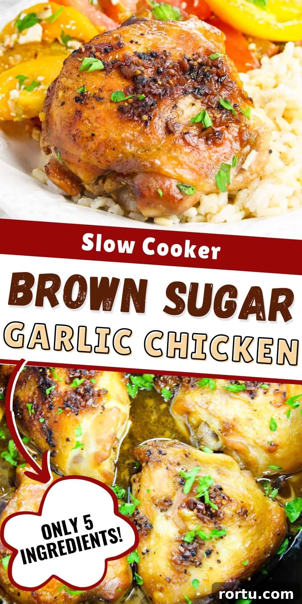 Slow Cooker Brown Sugar Garlic Chicken, Only 5 Ingredients