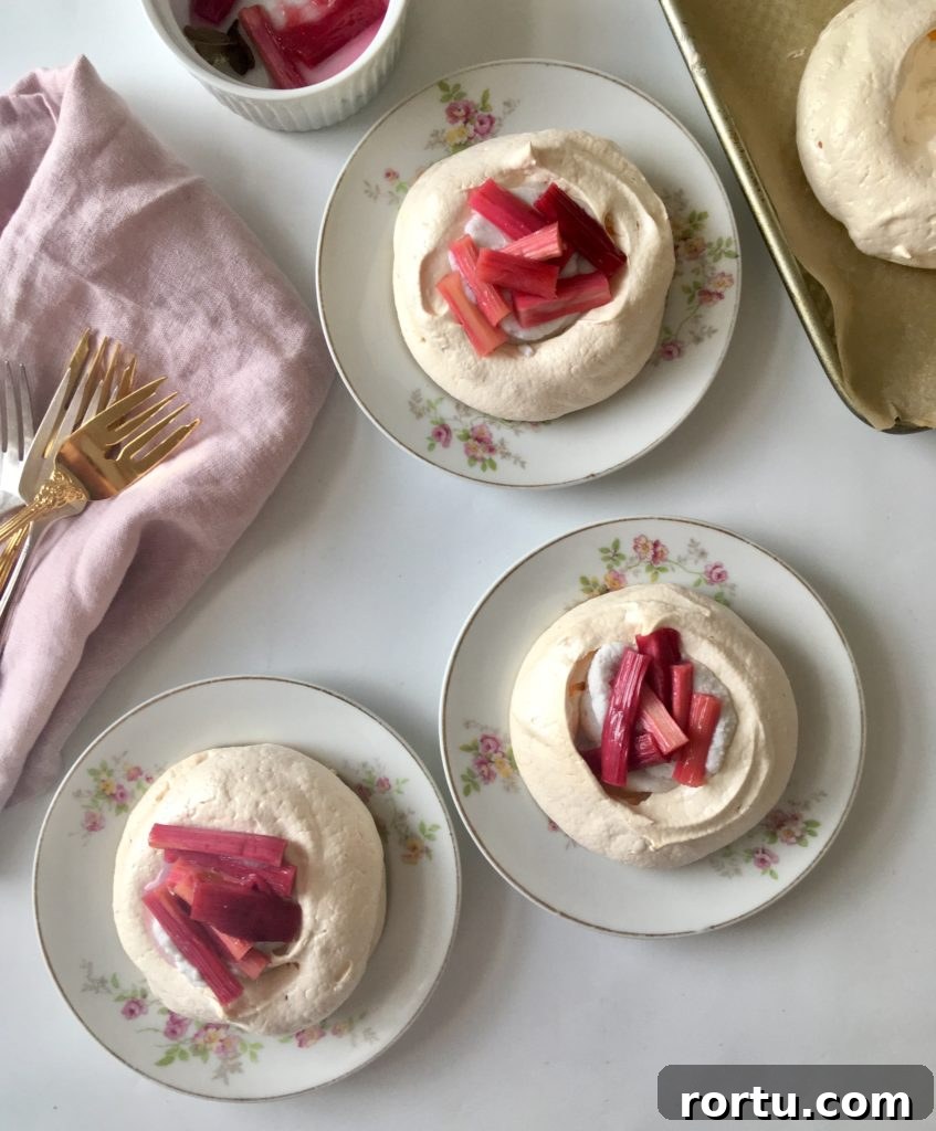 mini pavlova rhubarb kaffir lime coconut cream