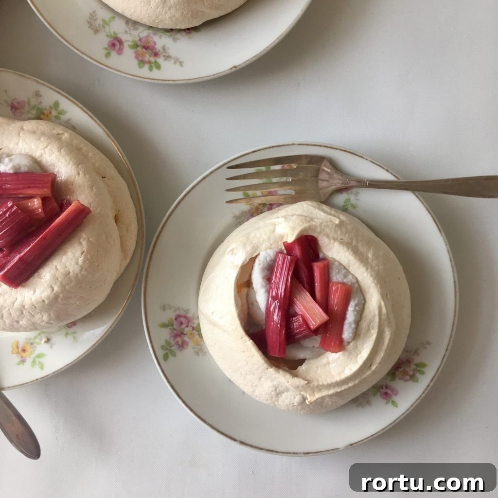 mini pavlova rhubarb kaffir lime coconut cream