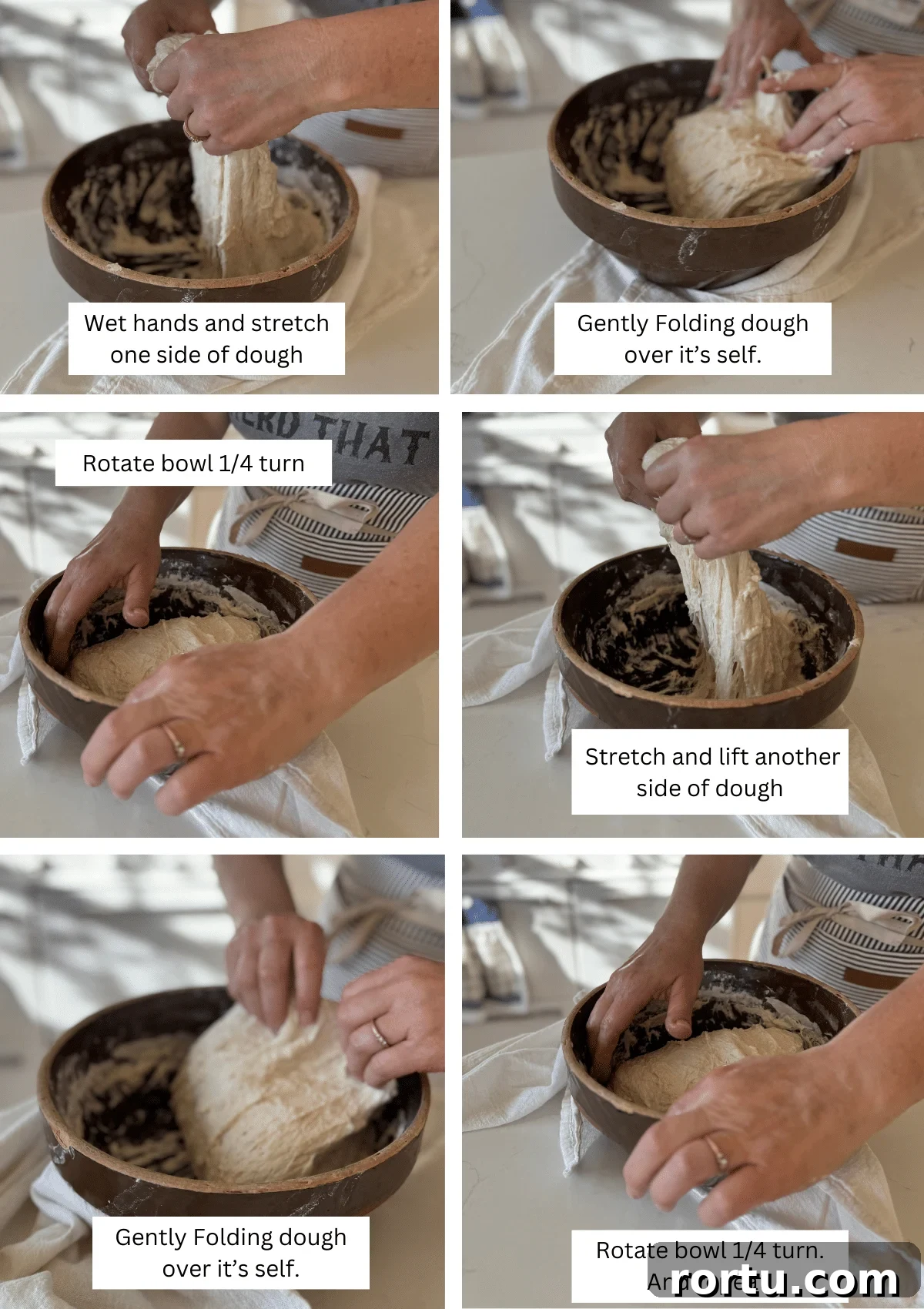 how to do stretch and folds by Traditionaandthyme.com copywrite 2024