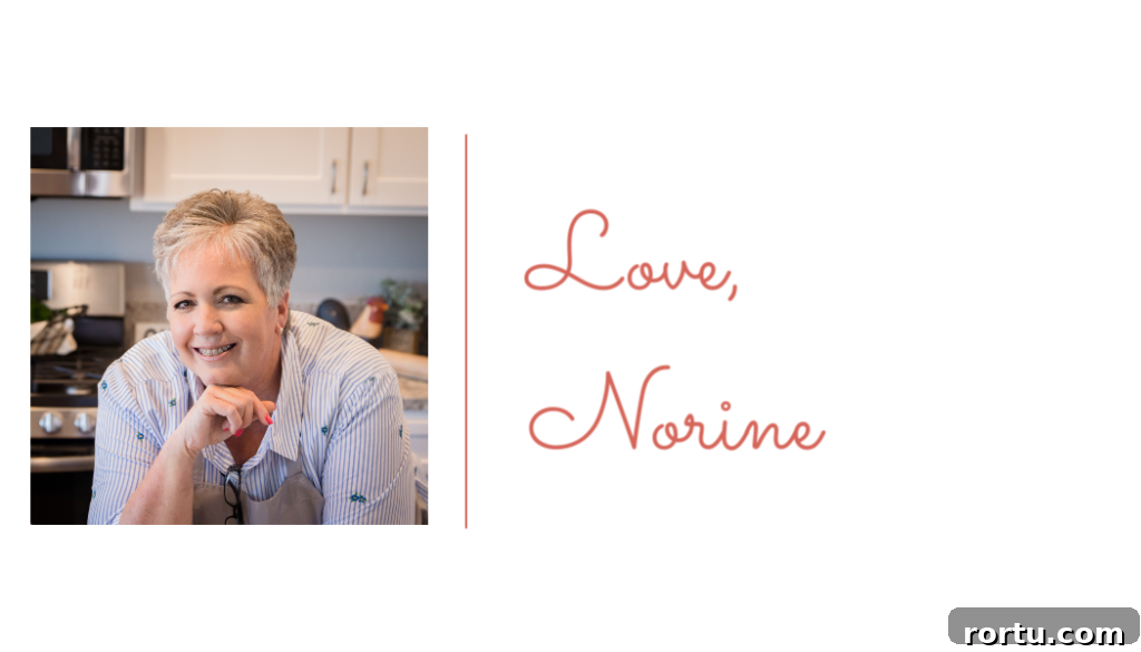 Photo of Norine and her signature.