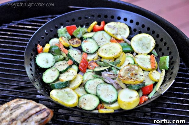 Summer veggies grilling on the BBQ.