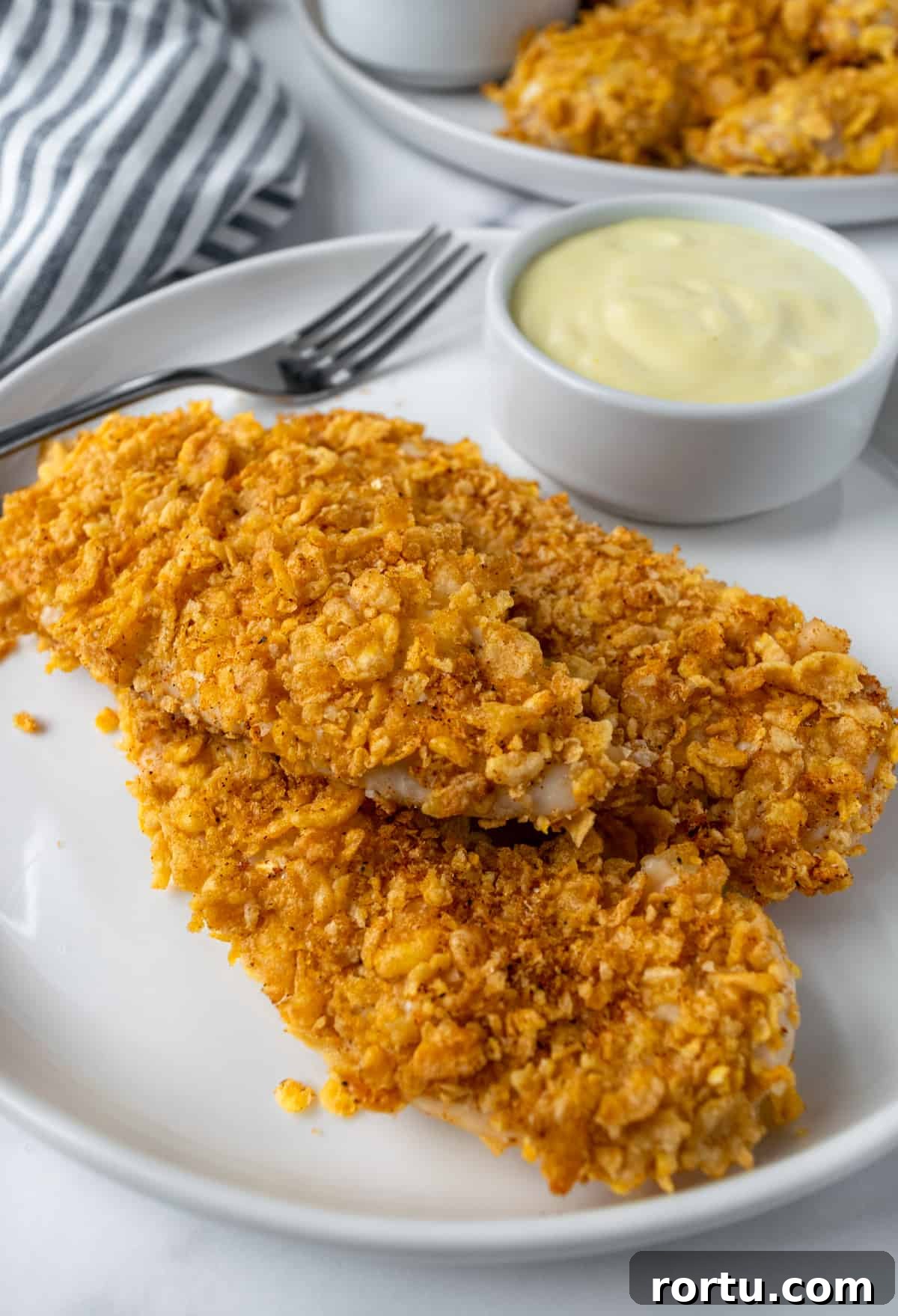 Crispy Baked Cornflake Chicken Tenders Recipe 2 Baked Cornflake Chicken Tenders.
